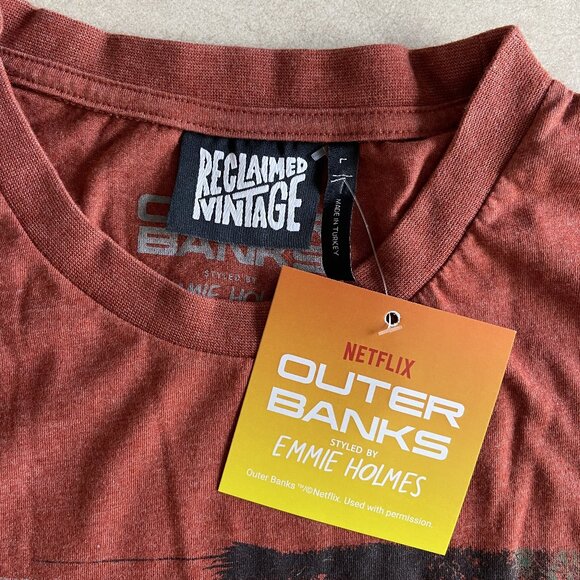 Reclaimed Vintage x Outer Banks Surfing Rots Your Brain T-Shirt Tee ASO John B - Picture 4 of 8